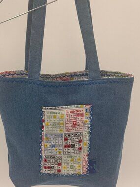 Handmade BINGO Tote made by LUSTELI. The bag is  Reversible Lucky Bag